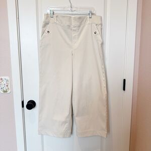 Spanx Womens Stretch Twill Cropped Wide Leg Pants Size X-Large